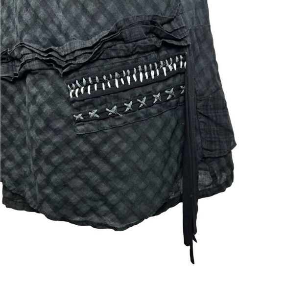 Domin Women's Black Gray Plaid Wrap Tunic Shirt Dress Size T4 (Medium-Large) - Picture 6 of 12